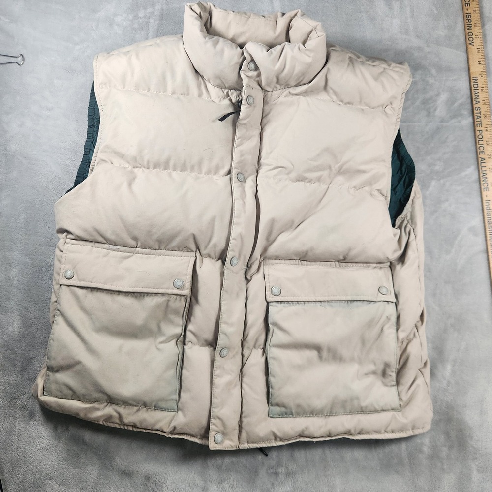 Vintage 90s Eddie Bauer Puffer Vest Mens XL‎ Premium Goose Down Beige Khaki